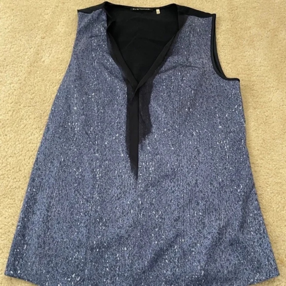 Elie Tahari Blue Patterned Blouse
